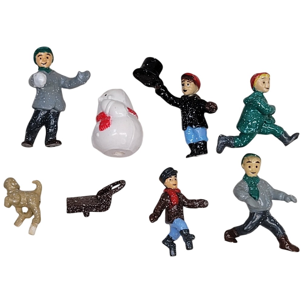 8 Pc Children Playing Snowman Christmas Magic of Mainstreet Trendmasters 1997